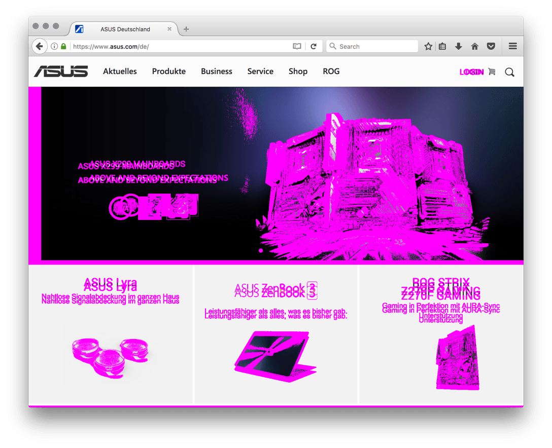Visual diff of asus.com.