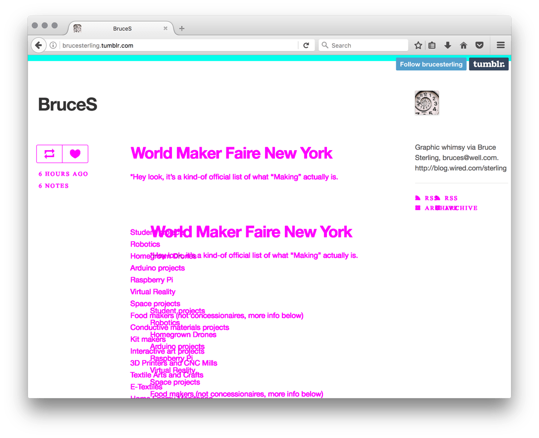 Visual diff of brucesterling.tumblr.com.