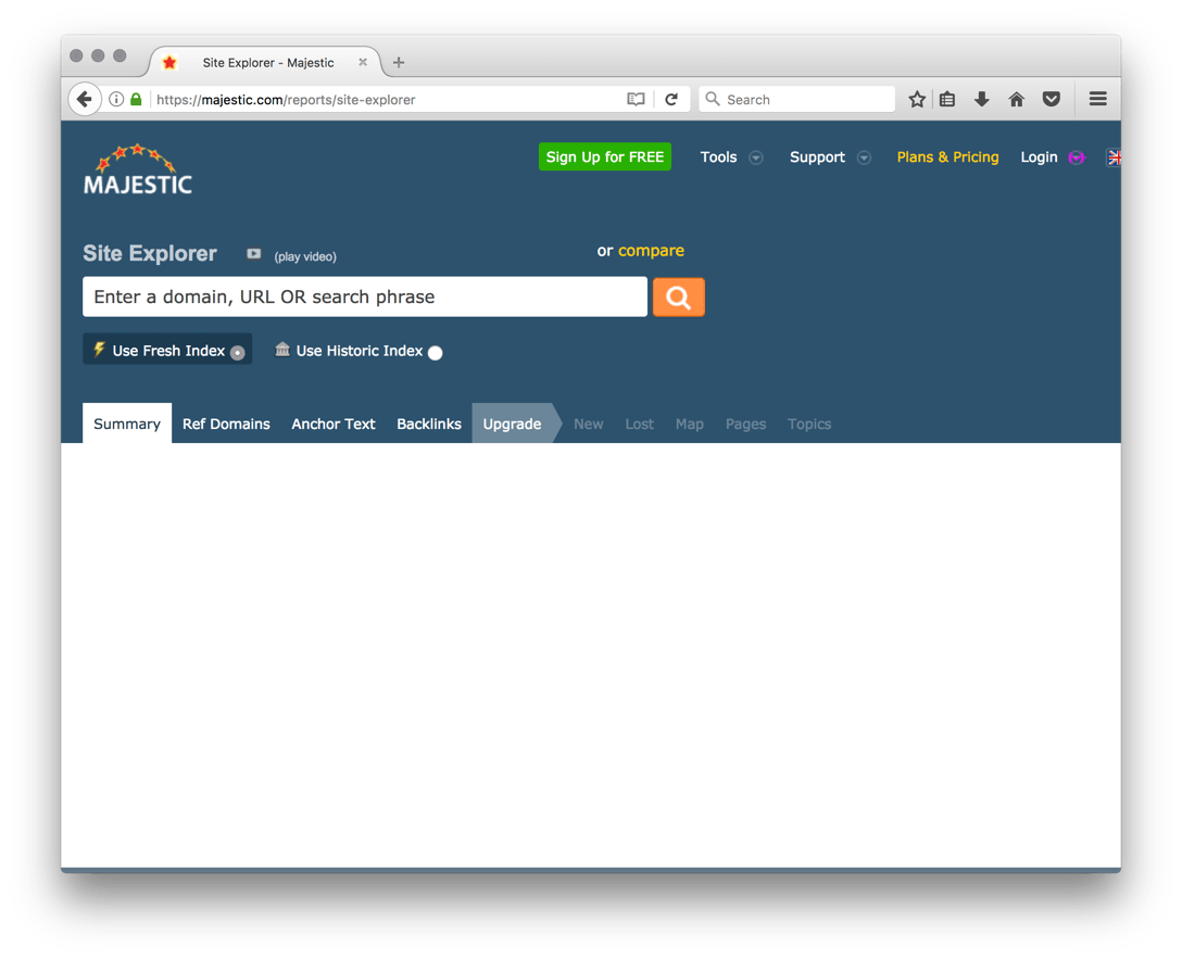 Visual diff of majestic.com.