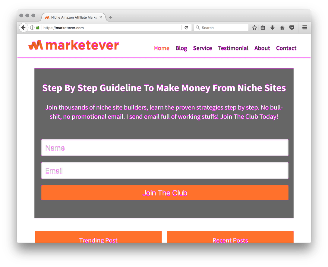 Visual diff of marketever.com.