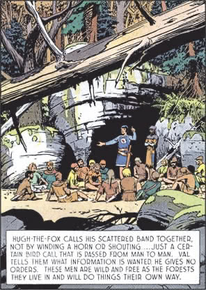 Hugh the Fox calls his scattered band together, not by winding a horn or shouting… just a certain bird call that is passed from man to man.