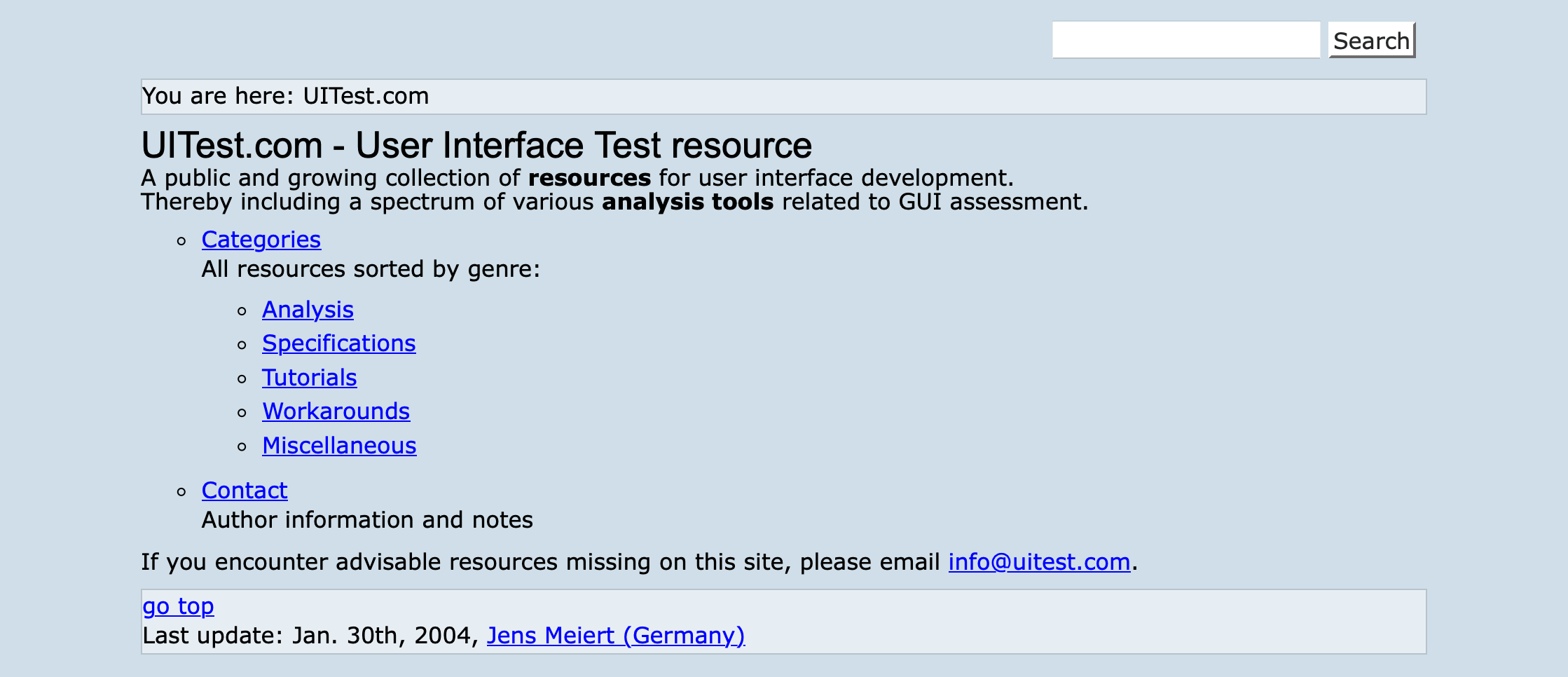 Screenshot of UITest.com.