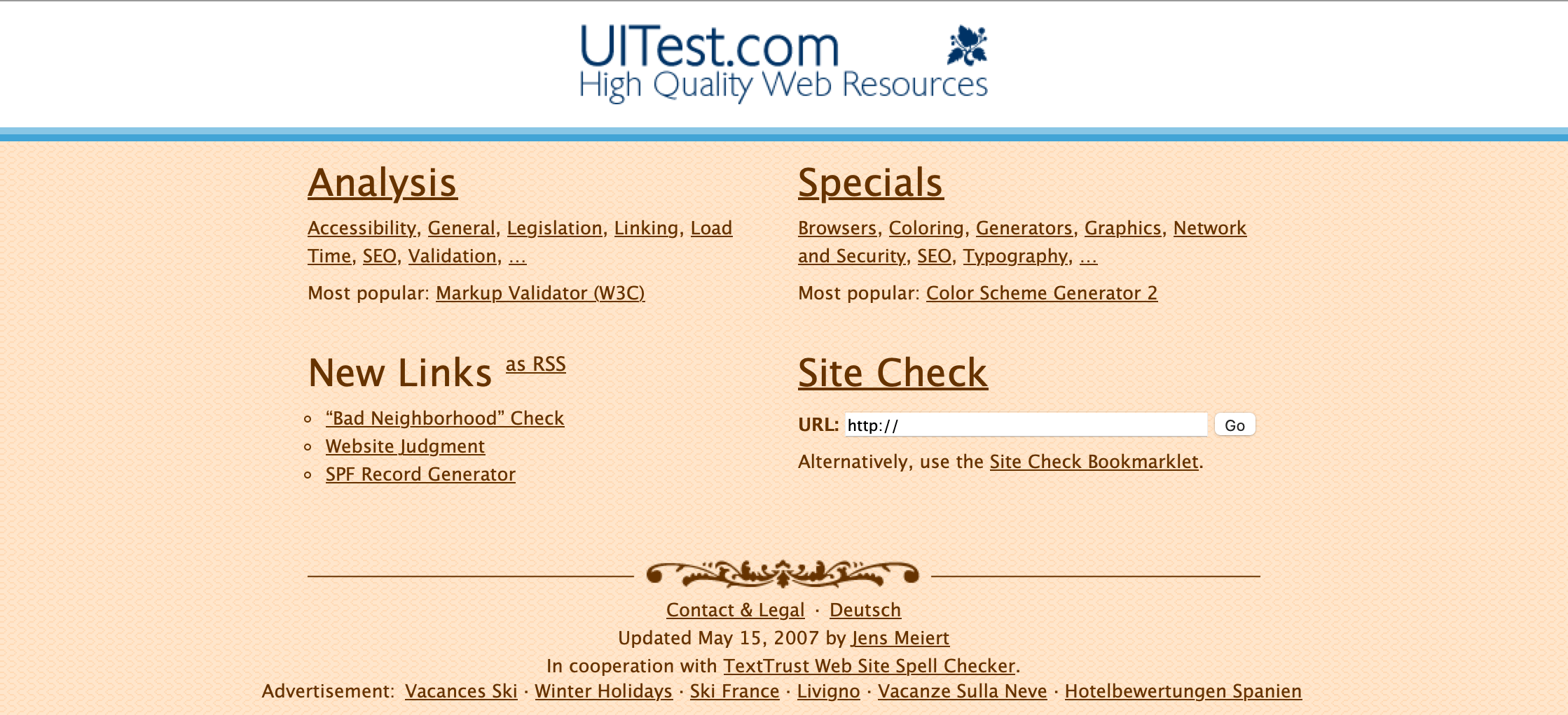 Screenshot of UITest.com.
