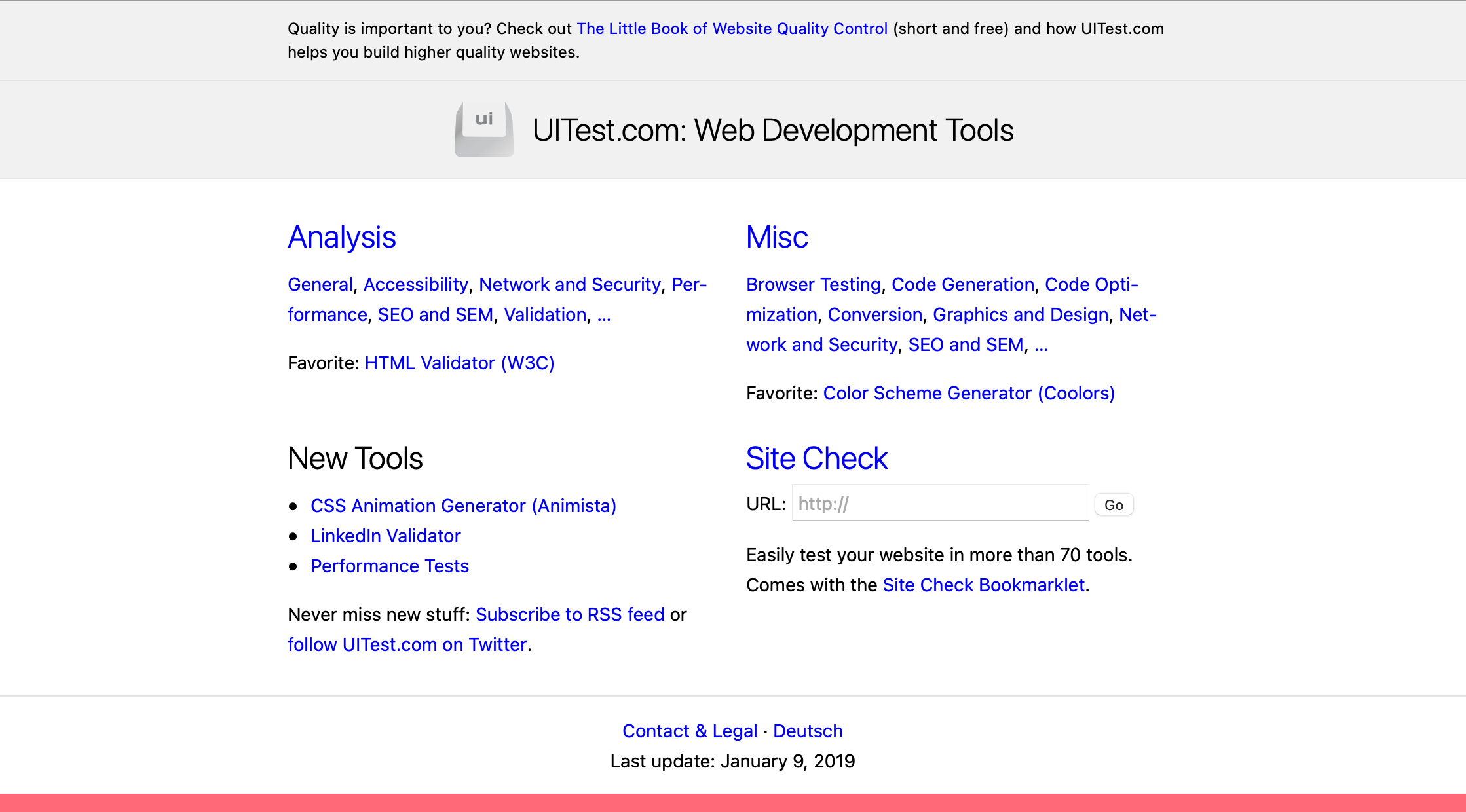 Screenshot of UITest.com.