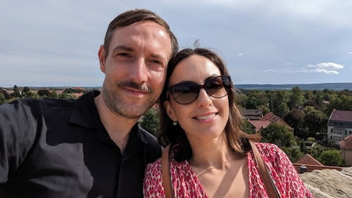 Selfie of Jens and his better half, Beatriz, on a nice summer day.