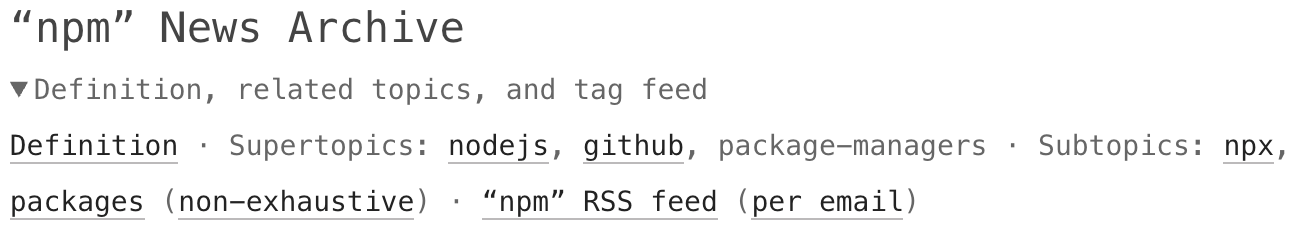 Screenshot of the “package managers” placeholder tag.