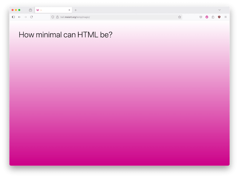 Screenshot of the unassuming test page in Firefox.