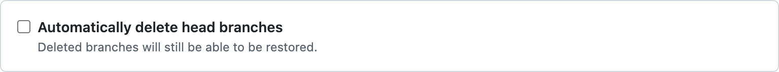 GitHub’s “Automatically delete head branches” setting.