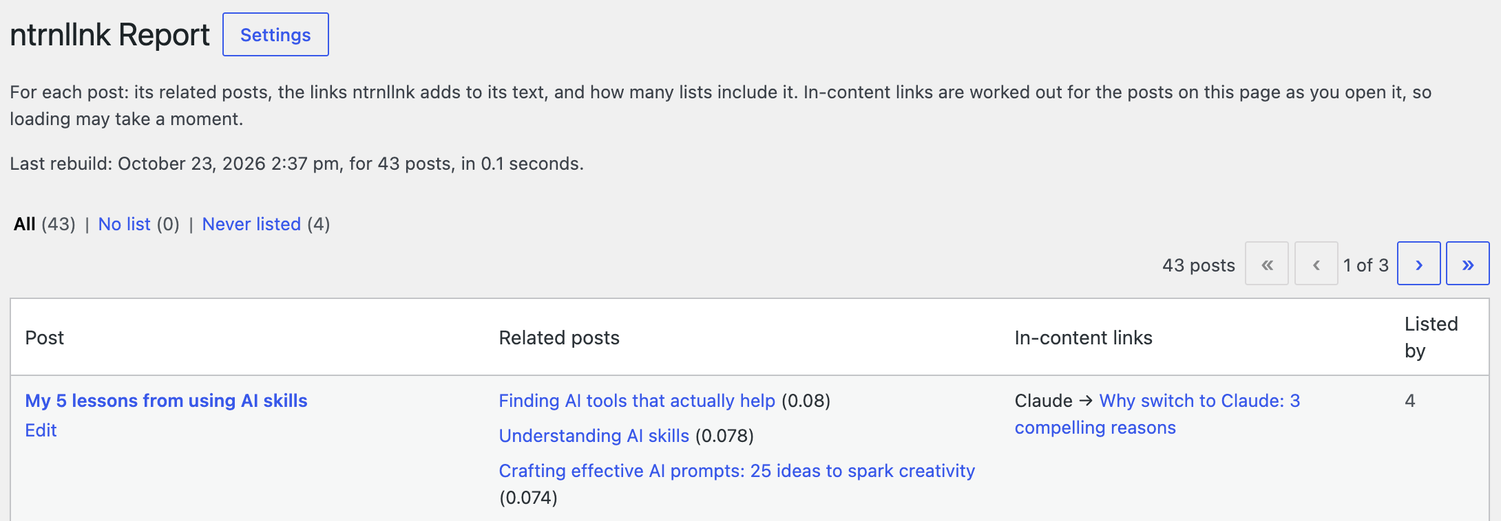 Screenshot of an ntrnllnk report.